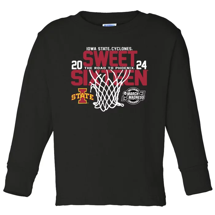 Iowastatecyclones Sweet 16 2024 March Madness Basketball Toddler Long Sleeve Shirt