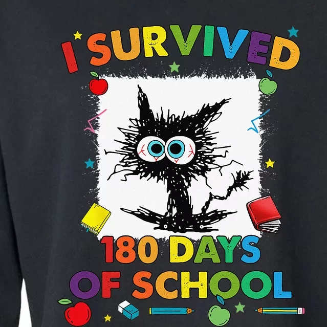 I Survived 180 Days Of School Funny Last Day Of School Cropped Pullover Crew