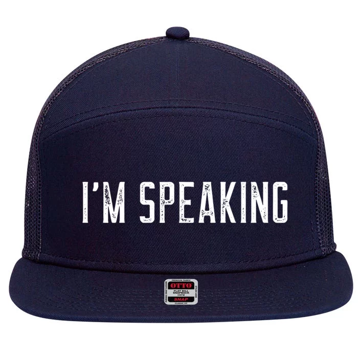 IM Speaking 2020 Vice President Debate Funny Gift 7 Panel Mesh Trucker Snapback Hat