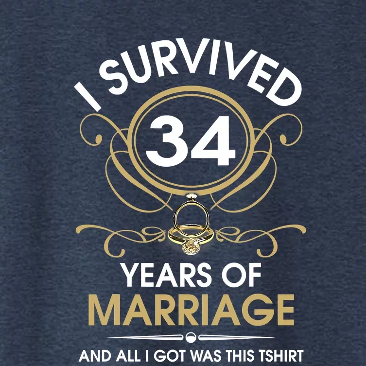 I Survived 34 Years Of Marriage 34th Wedding Anniversary Women's Crop Top Tee