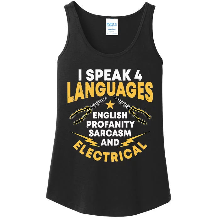 I Speak 4 Languages Electrician Electrical Technician Repair Ladies Essential Tank