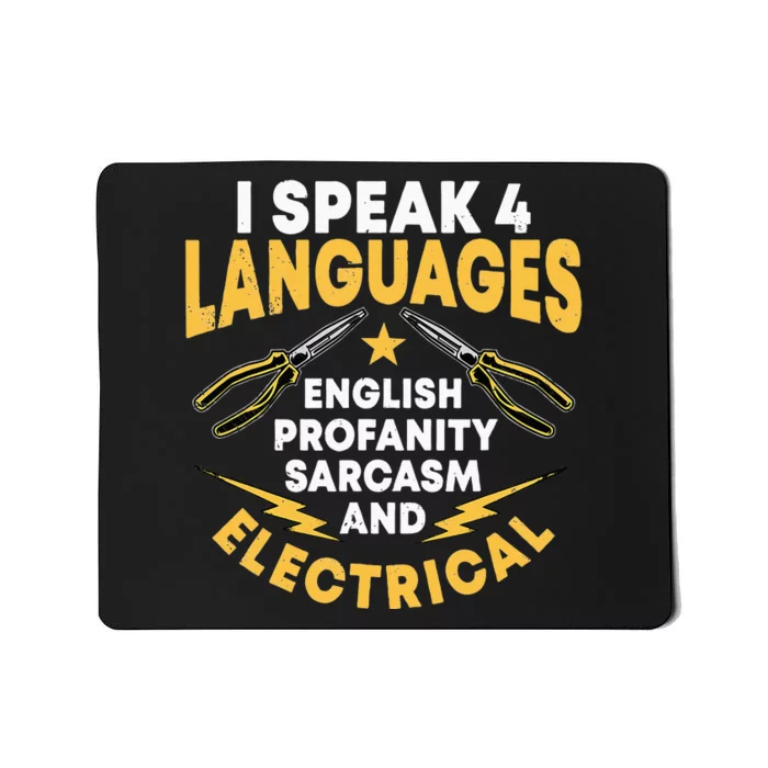 I Speak 4 Languages Electrician Electrical Technician Repair Mousepad