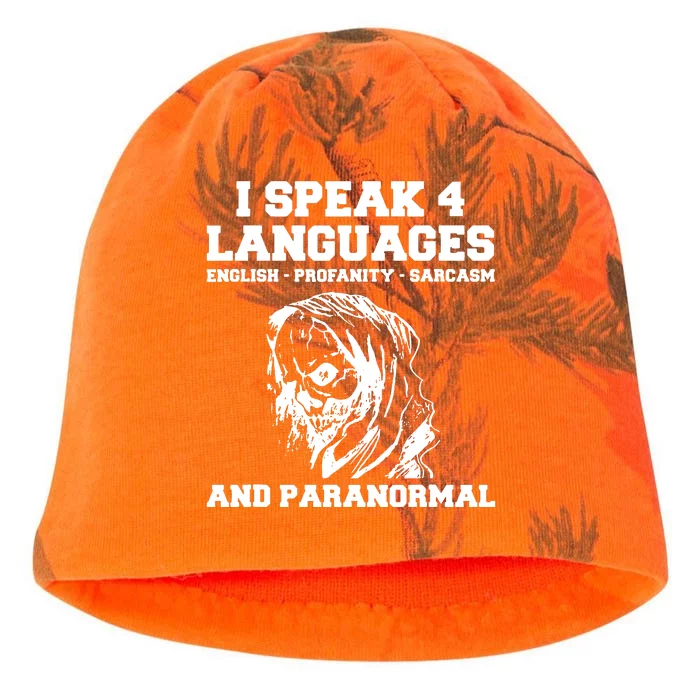 I Speak 4 Languages Paranormal Ghost Hunting Kati - Camo Knit Beanie