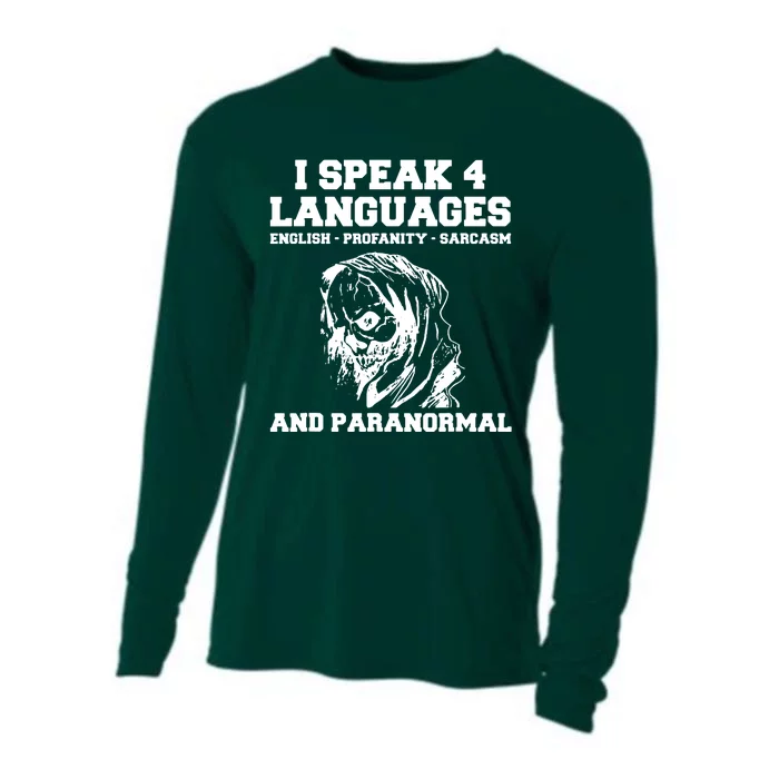 I Speak 4 Languages Paranormal Ghost Hunting Cooling Performance Long Sleeve Crew