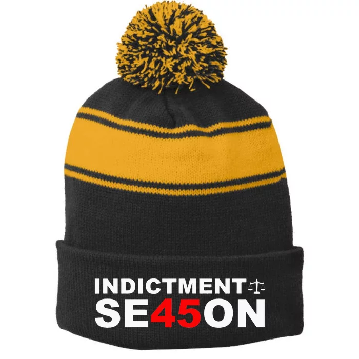 Indictment Season 45 Stripe Pom Pom Beanie