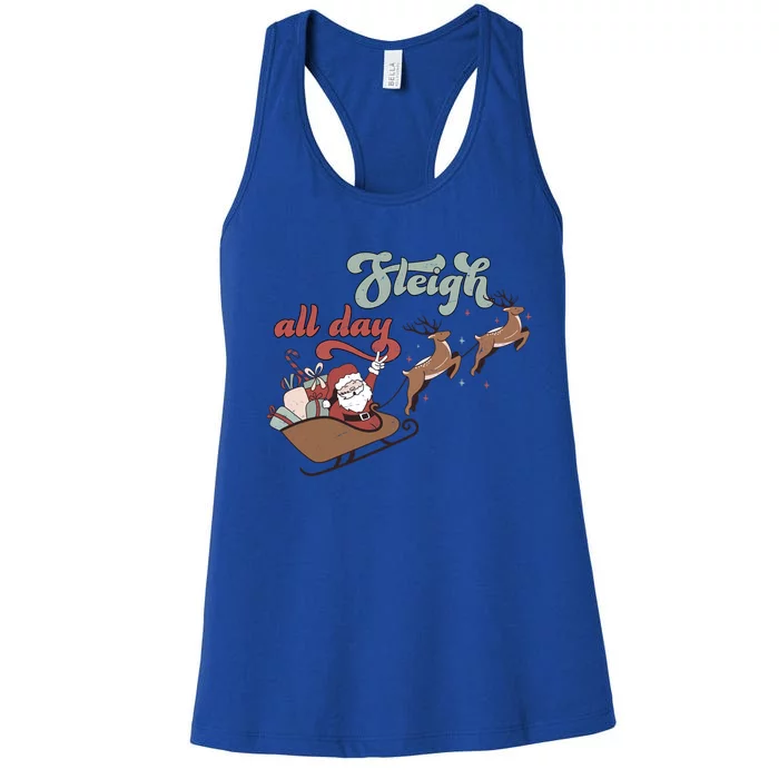 I Sleigh All Day Christmas SantaS Reindeer Sleigh In Snow Cute Gift Women's Racerback Tank