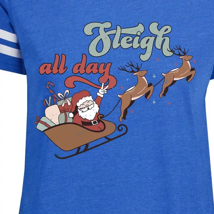 I Sleigh All Day Christmas SantaS Reindeer Sleigh In Snow Cute Gift Enza Ladies Jersey Football T-Shirt