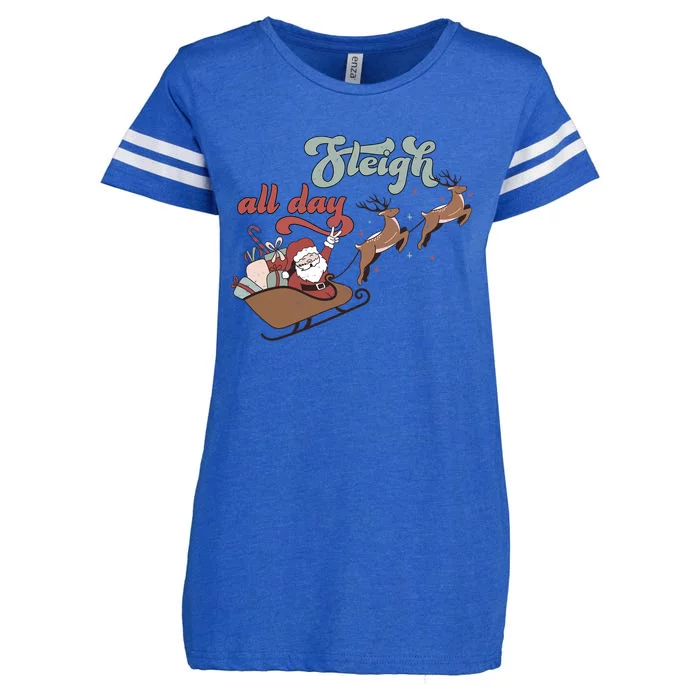 I Sleigh All Day Christmas SantaS Reindeer Sleigh In Snow Cute Gift Enza Ladies Jersey Football T-Shirt