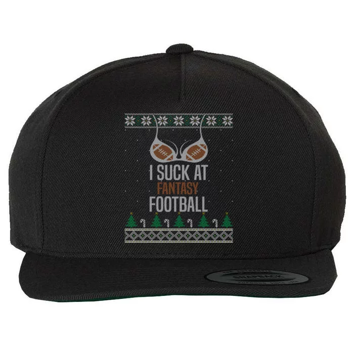 I Suck At Fantasy Football Losers Ugly Christmas Sweater Cute Gift Wool Snapback Cap