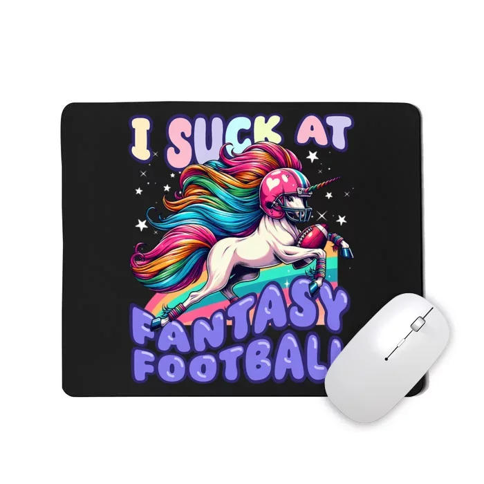 I Suck At Fantasy Football Unicorn Rainbow Loser Mousepad