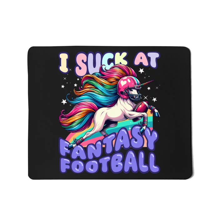 I Suck At Fantasy Football Unicorn Rainbow Loser Mousepad