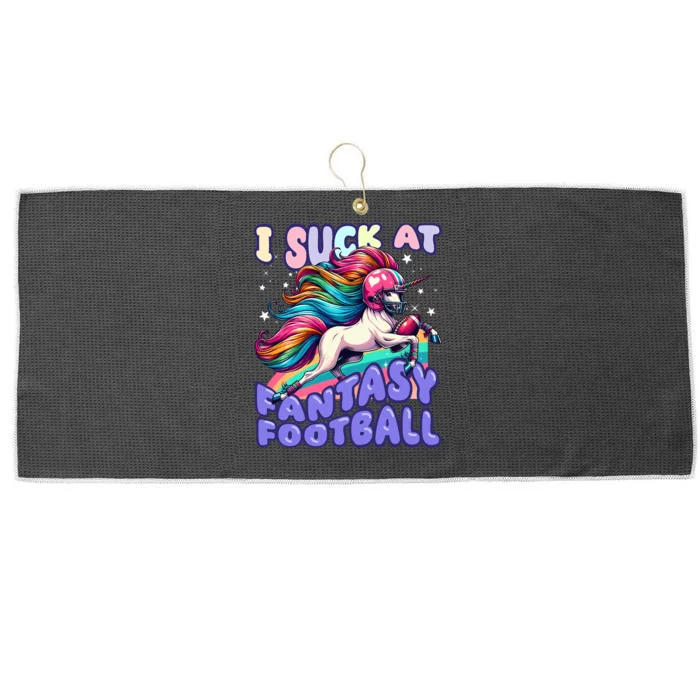 I Suck At Fantasy Football Unicorn Rainbow Loser Large Microfiber Waffle Golf Towel