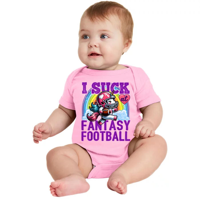 I Suck At Fantasy Football Unicorn Rainbow Loser Baby Bodysuit