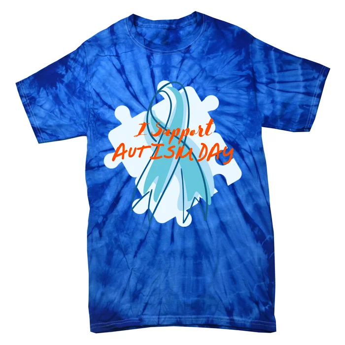 I Support Autism Awareness Day World Autism Awareness Day Cute Gift Tie-Dye T-Shirt