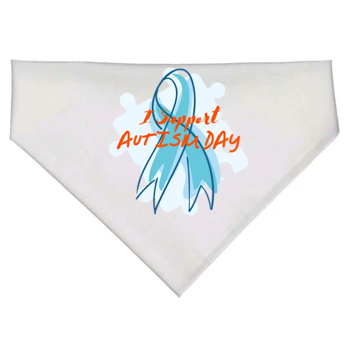 I Support Autism Awareness Day World Autism Awareness Day Cute Gift USA-Made Doggie Bandana