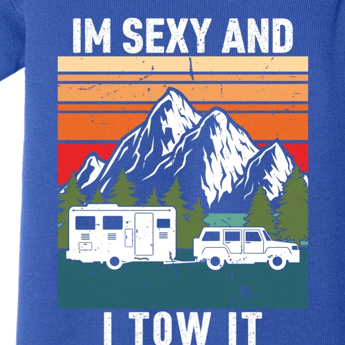 IM Sexy And I Tow It Bigfoot Camp Trees Hike Hiking Camping Great Gift Baby Bodysuit