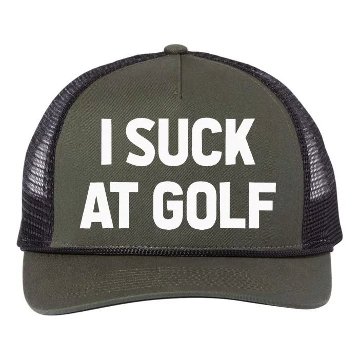 I Suck At Golf Sarcastic Loser Golfers Friend Funny Golfing Retro Rope Trucker Hat Cap