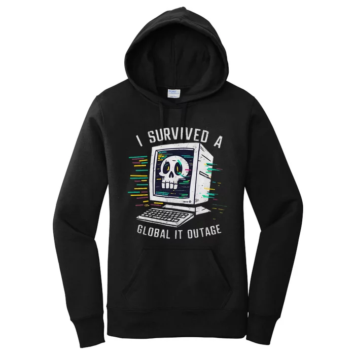 I Survived A Global It Outage 2024 Tech Cybersecurity Women's Pullover Hoodie