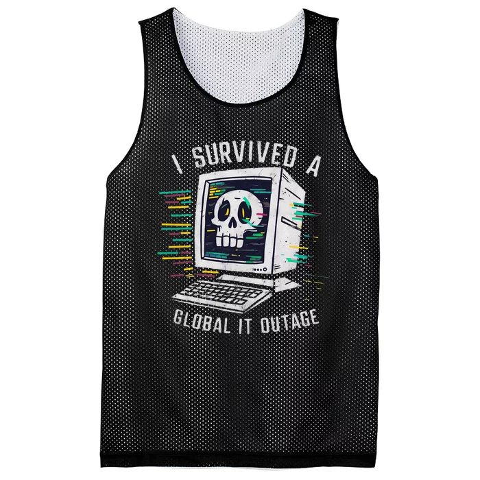 I Survived A Global It Outage 2024 Tech Cybersecurity Mesh Reversible Basketball Jersey Tank