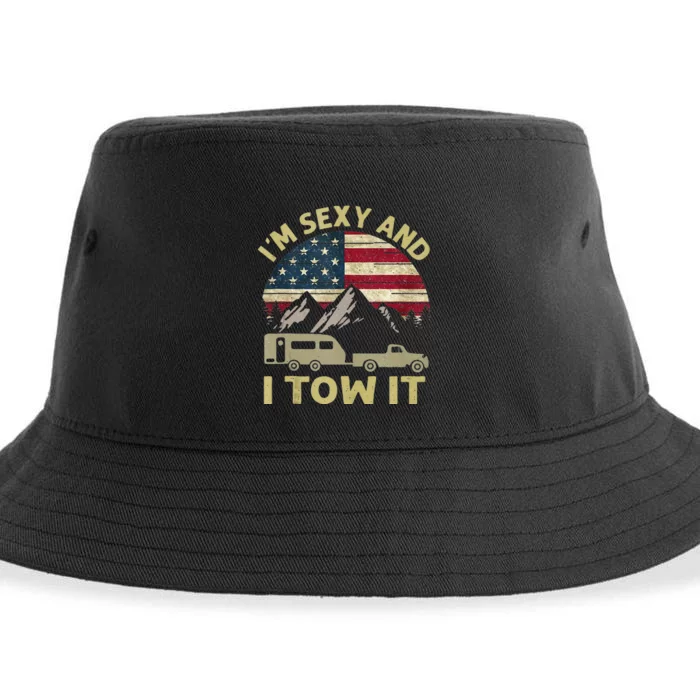 Im Sexy And I Tow It American Flag Caravan Camping American Sustainable Bucket Hat