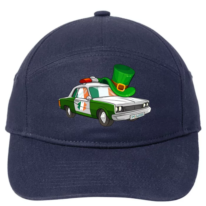 Irish Shamrock American Flag Police Car St Patrick's Day Gift 7-Panel Snapback Hat