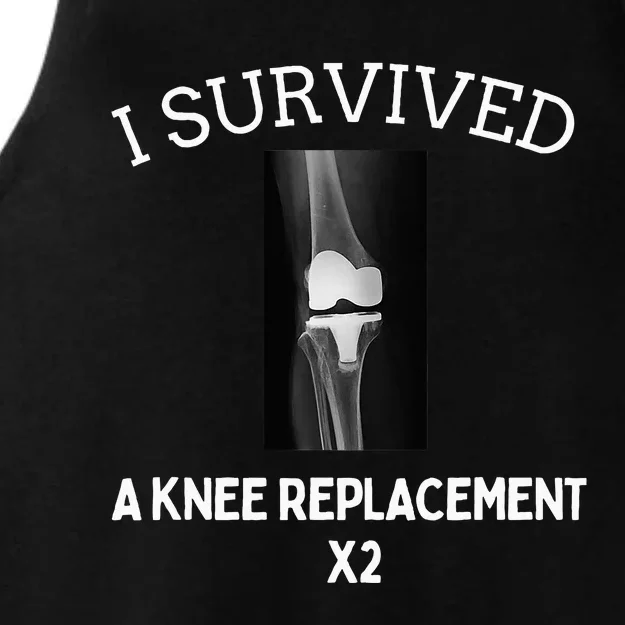 I Survived A Knee Replacet X2 Ladies Tri-Blend Wicking Tank