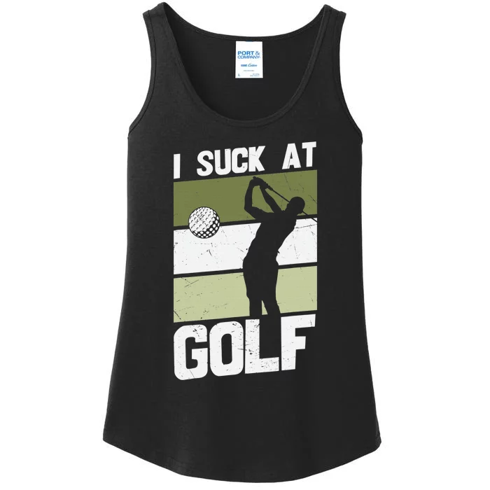 I Suck At Golf funny saying sarcastic golfing golf Ladies Essential Tank