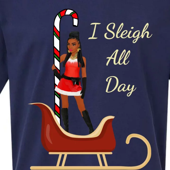 I Sleigh All Day Black Candy Cane Sexy Stripper Pole Dancer Cool Gift Sueded Cloud Jersey T-Shirt