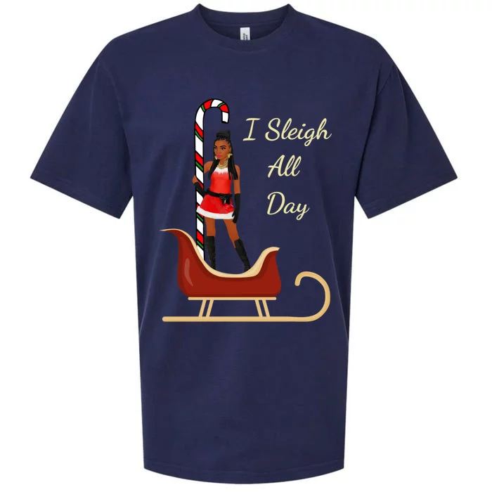 I Sleigh All Day Black Candy Cane Sexy Stripper Pole Dancer Cool Gift Sueded Cloud Jersey T-Shirt