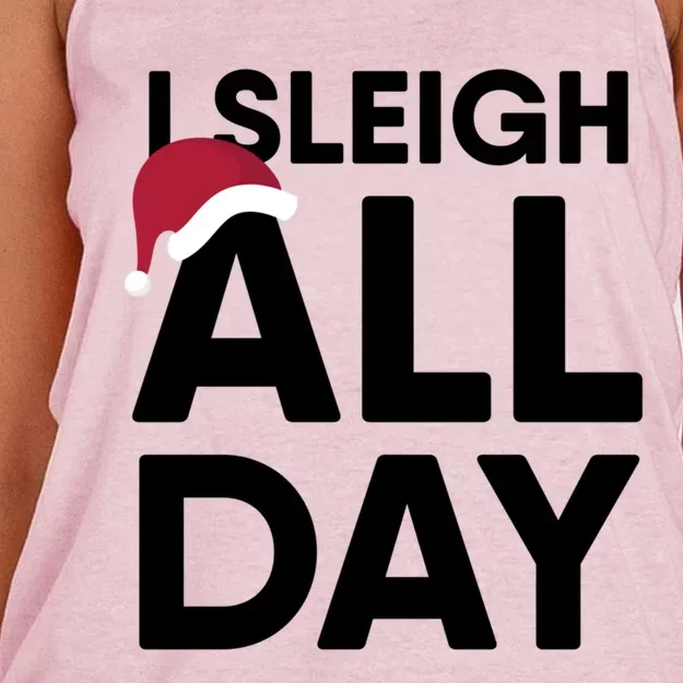 I Sleigh All Day Funny Christmas Great Gift Women's Knotted Racerback Tank