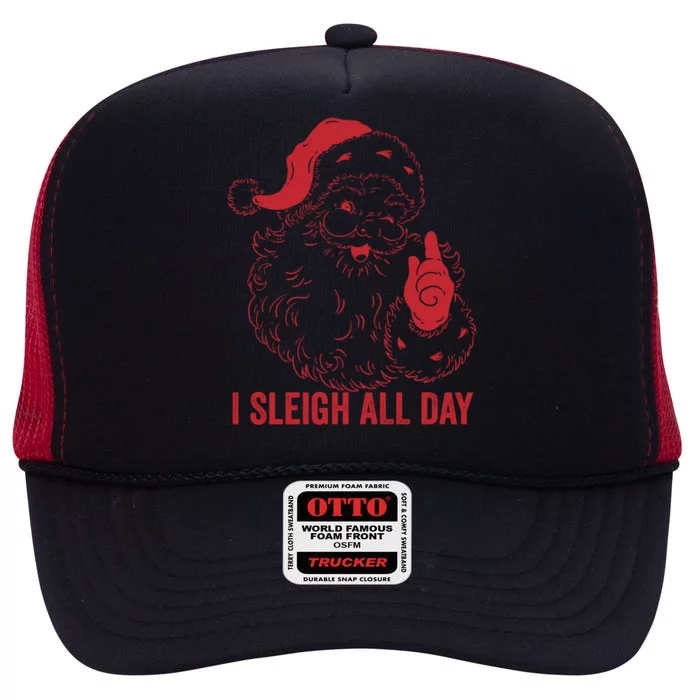 I Sleigh All Day Cool Gift High Crown Mesh Trucker Hat