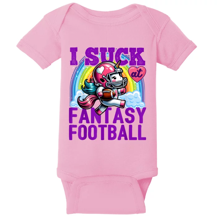 I Suck At Fantasy Football Unicorn Rainbow Loser Baby Bodysuit