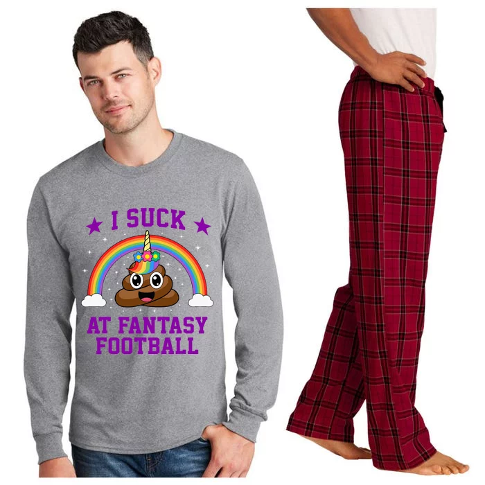 I Suck At Fantasy Football Loser Poop Unicorn Long Sleeve Pajama Set