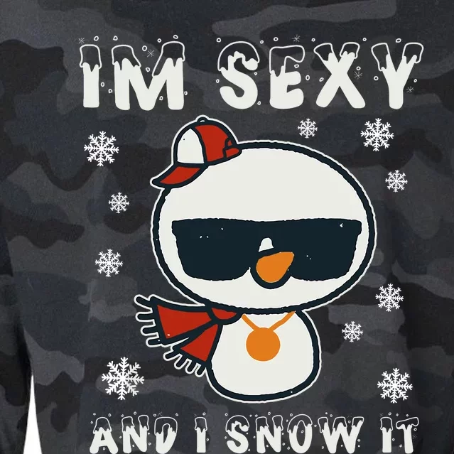 Im Sexy And I Snow It Retro Funny Snowman Cropped Pullover Crew