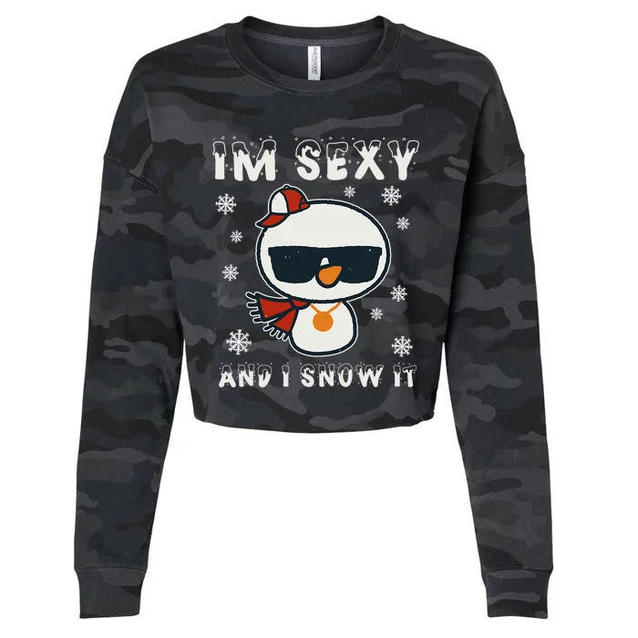 Im Sexy And I Snow It Retro Funny Snowman Cropped Pullover Crew