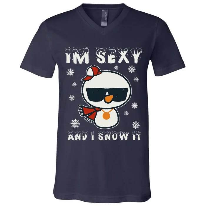 Im Sexy And I Snow It Retro Funny Snowman V-Neck T-Shirt