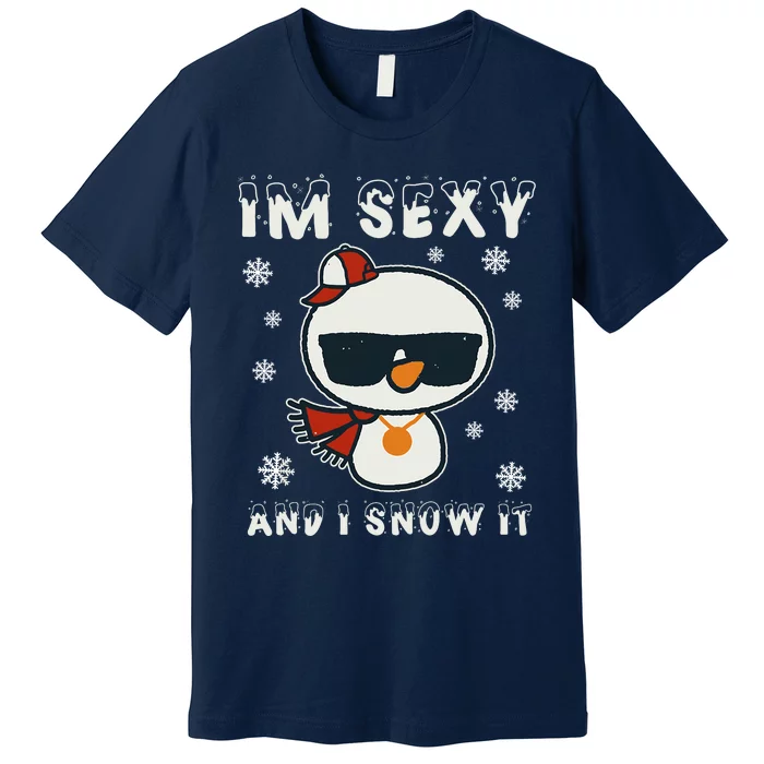 Im Sexy And I Snow It Retro Funny Snowman Premium T-Shirt