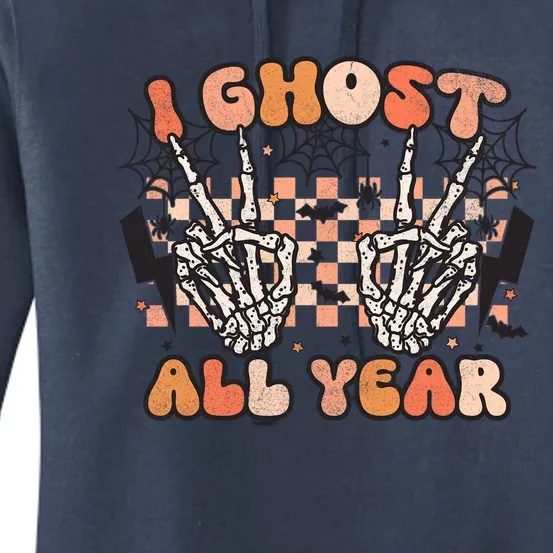 I Skeleton All Year Halloween Skeleton Costume Retro Groovy Meaningful Gift Women's Pullover Hoodie