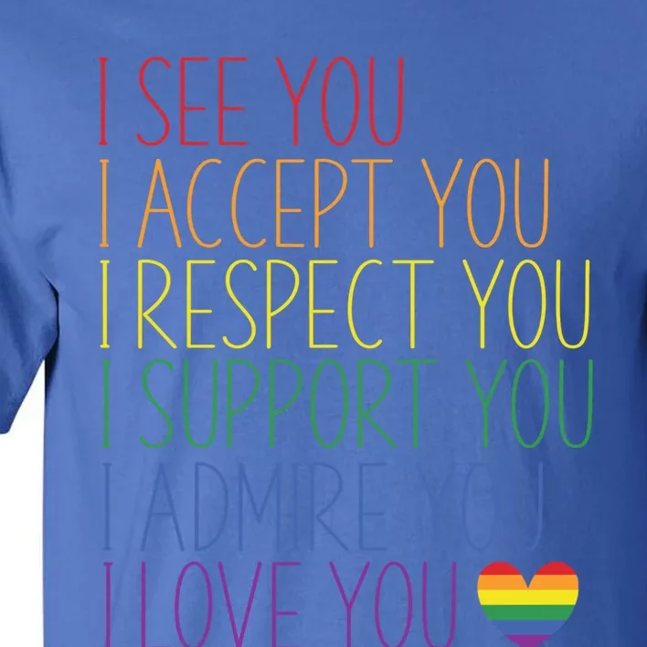 I See Accept Respect Support Admire Love You Lgbtq Gift Tall T-Shirt