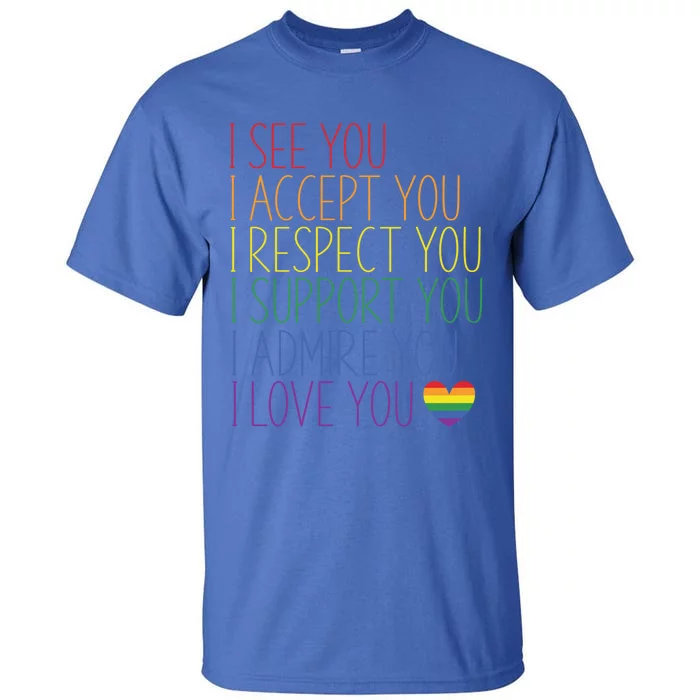 I See Accept Respect Support Admire Love You Lgbtq Gift Tall T-Shirt