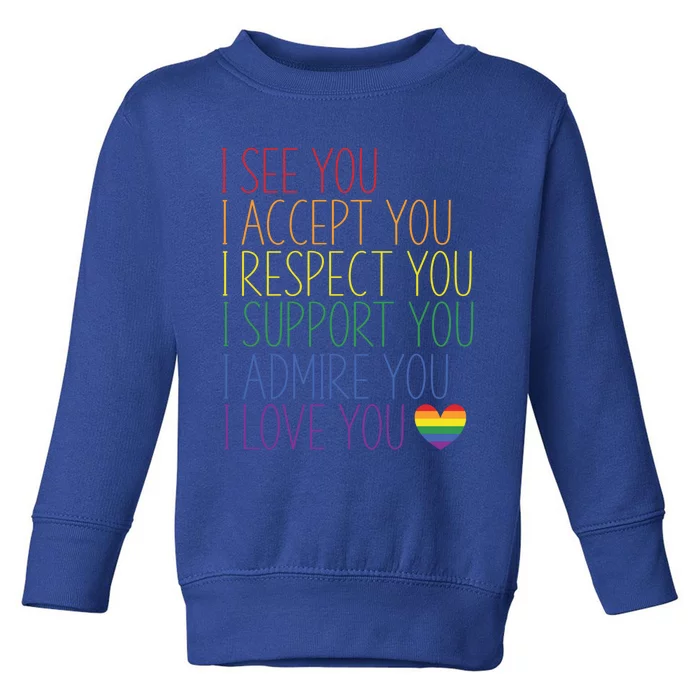 I See Accept Respect Support Admire Love You Lgbtq Gift Toddler Sweatshirt