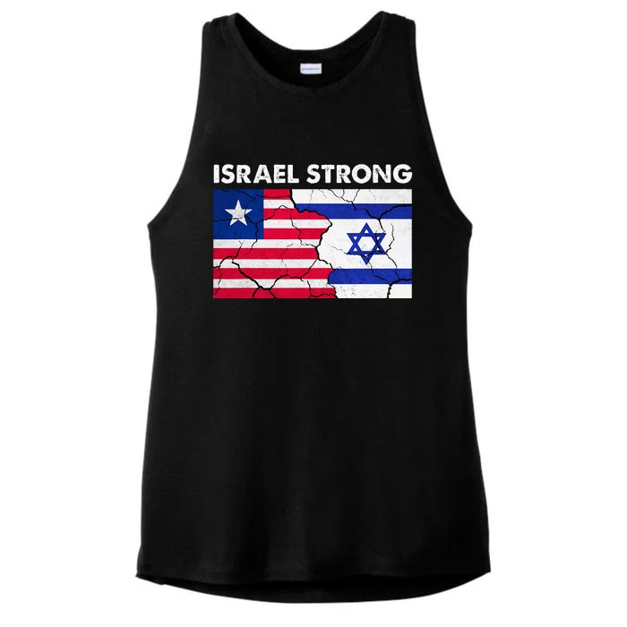 Israel Strong American Israel Flag Stand With Israel Ladies Tri-Blend Wicking Tank