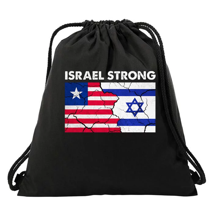 Israel Strong American Israel Flag Stand With Israel Drawstring Bag