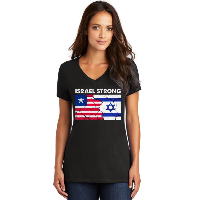 Israel Strong American Israel Flag Stand With Israel Women's V-Neck T-Shirt