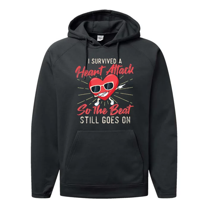 I Survived A Heart Attack Heart Attack Survivor Recovery Performance Fleece Hoodie