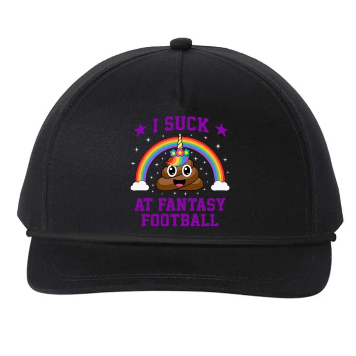 I Suck At Fantasy Football Loser Poop Unicorn Funny Snapback Five-Panel Rope Hat