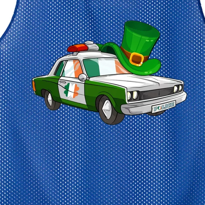 Irish Shamrock American Flag Police Car St Patrick's Day Great Gift Mesh Reversible Basketball Jersey Tank