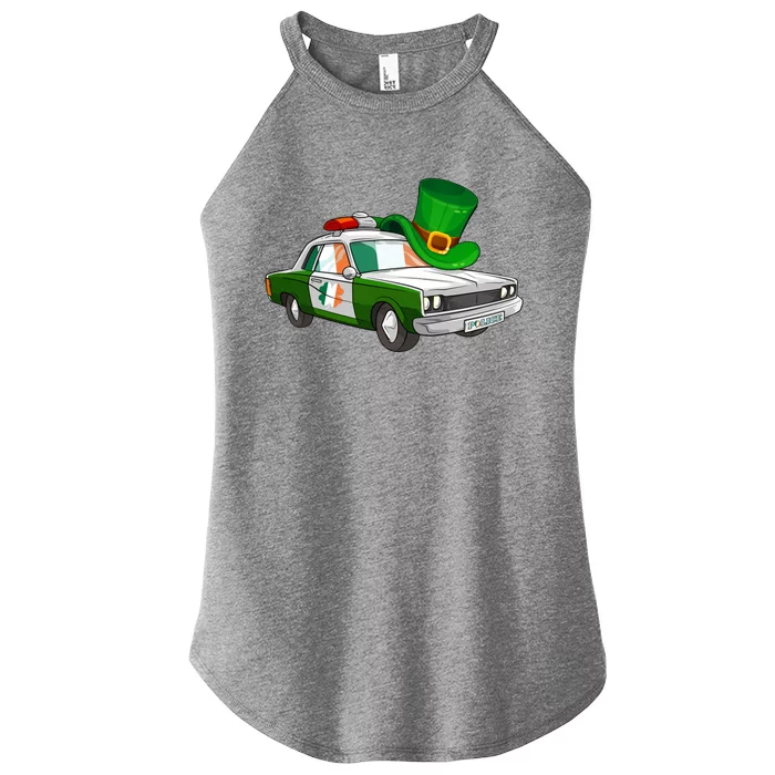 Irish Shamrock American Flag Police Car St Patrick's Day Great Gift Women’s Perfect Tri Rocker Tank