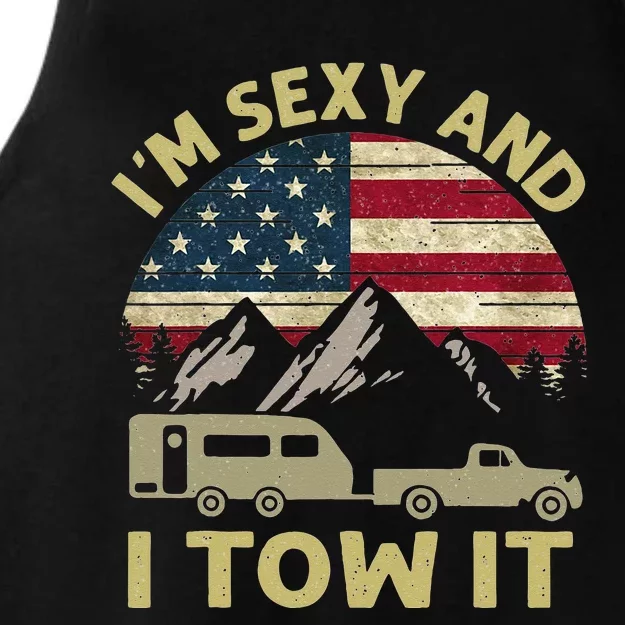 I'm Sexy And I Tow It American Flag Caravan Camping American Ladies Tri-Blend Wicking Tank