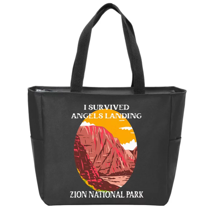 I Survived Angels Landing Hike Zion National Park Utah Zip Tote Bag